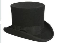elegant Black or Gray 100% Wool Men's Dress Top Hat ~ Tuxedo Hat