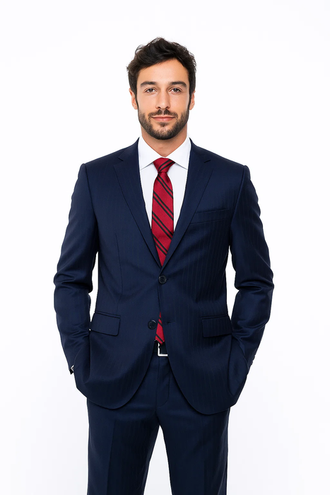 Dark Navy Blue Wool, 2-Button