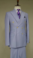 Double Breasted Blazer with Gold Buttons - Blue Sport Coat