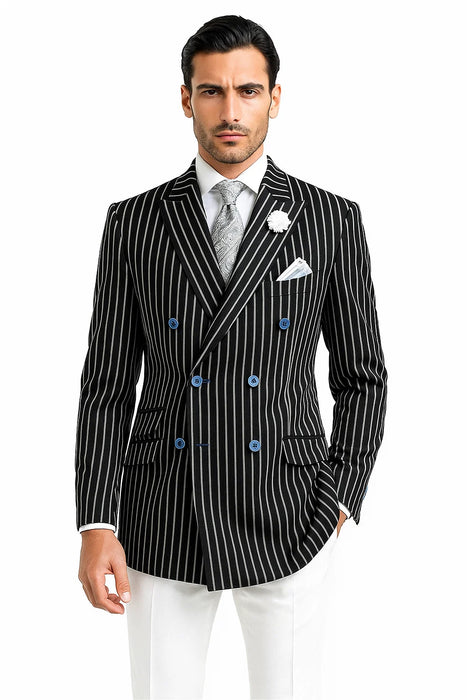 Double Breasted Blazer in Color Black