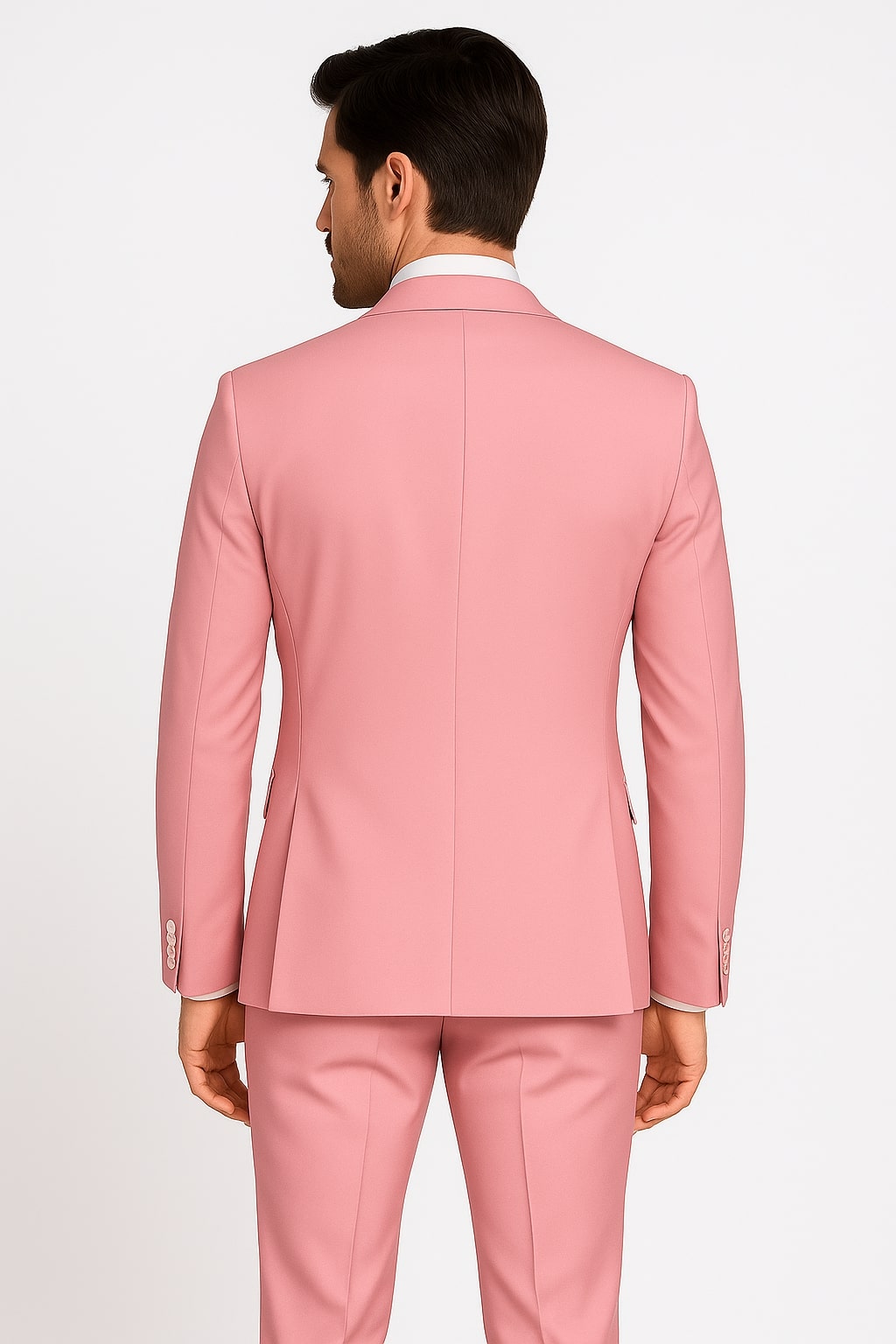 Dusty Rose Pink Tuxedo for Men – One Button Satin Lapel Wedding Prom Suit with Bow Tie - Image 3