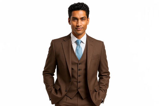 Elegant Men's Chocolate Dark Brown 3 ~ Three Piece Cheap Priced Business Suits Clearance Sale Available in 2 or 3 Buttons Style Regular