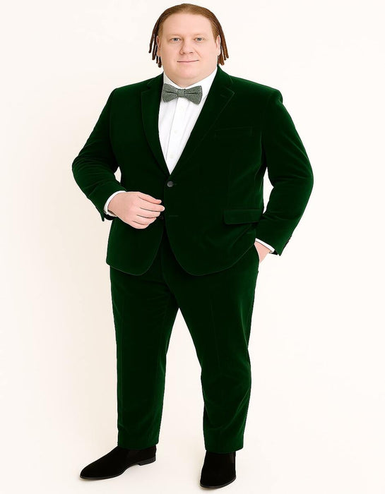 Men’s Emerald Green Velvet Suit – Slim Fit Tuxedo for Weddings, Prom, and Red Carpet Events