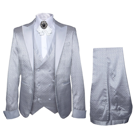 Rossi Man FORD RM1915 – Men's Slim Fit 3-Piece Suit in Silver