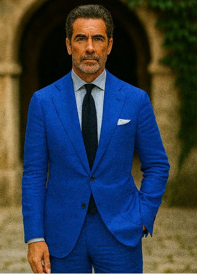 Royal Blue Linen Suit - Royal Blue Linen Suit - Royal Blue Tiffany Color