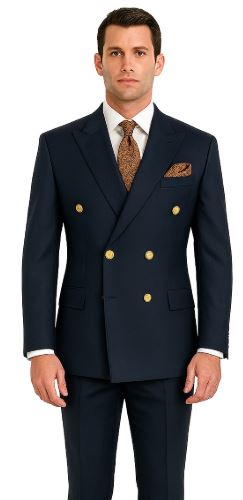 Wool Navy Blue Sport Coat With Gold Buttons