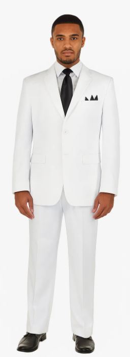 3 Button Regular Fit White Suit