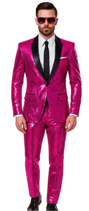 Pink Fabric Glitter Suit