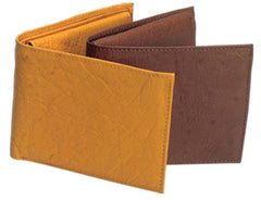 Men's Genuine Exotic Animal Skin Ferrini Genuine Smooth Ostrich Wallet Buttercup, Oryx & Bone