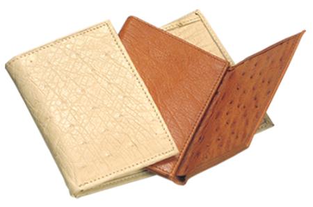 Men's Genuine Exotic Animal Skin Ferrini Genuine Smooth Ostrich Wallet Buttercup, Oryx, Cognac & Bone