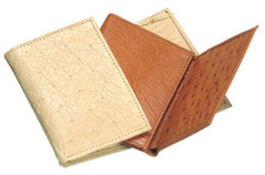 Men's Genuine Exotic Animal Skin Ferrini Genuine Smooth Ostrich Wallet Buttercup, Oryx, Cognac & Bone