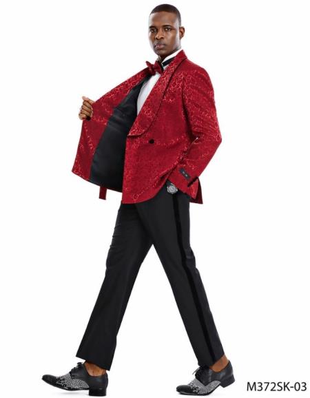 Floral Sportcoat - Big and Tall Tuxedo Dinner Jakcet - 2023 Fancy Burgundy Blazer