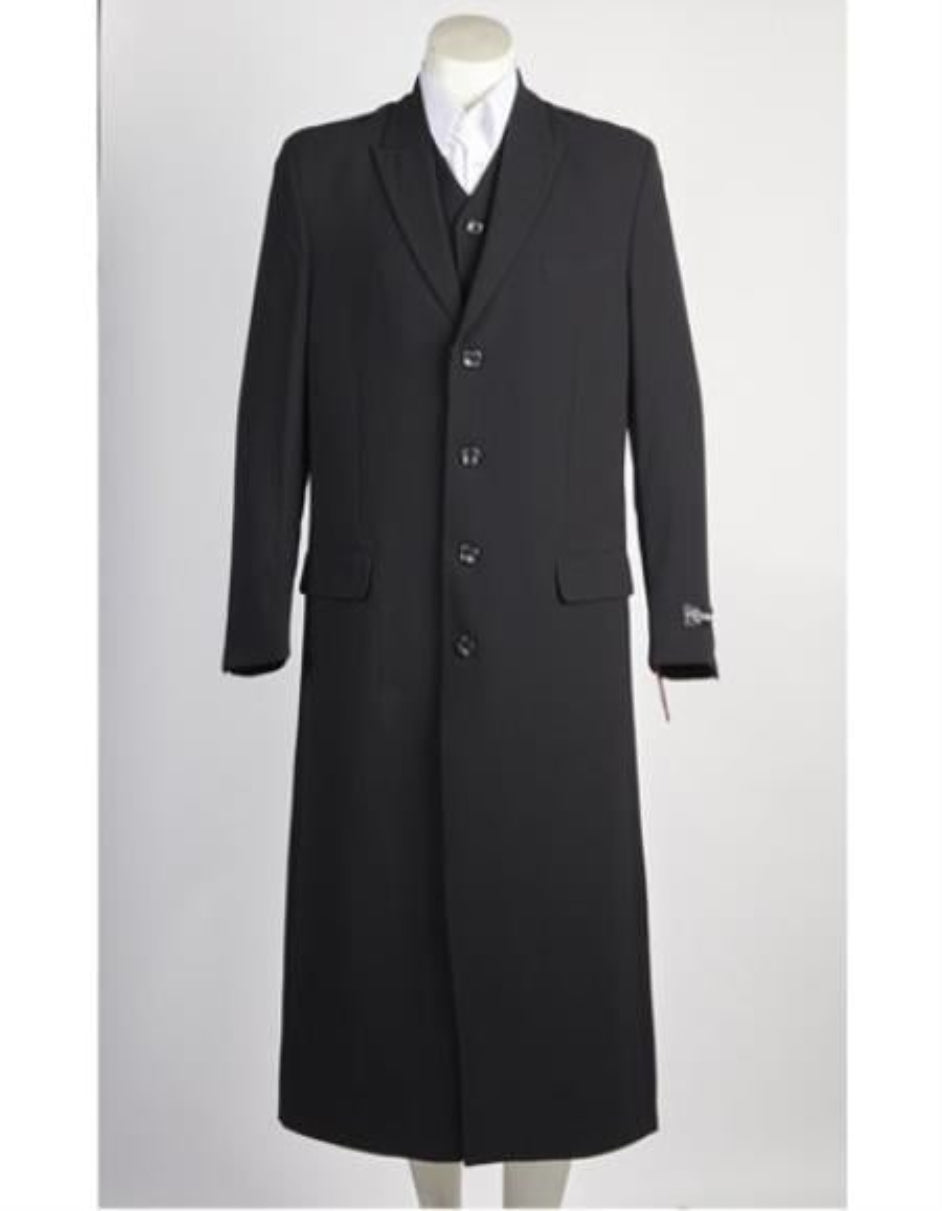 Men's 4 Button Vested Long Maxi Fashion Zoot Suit Black