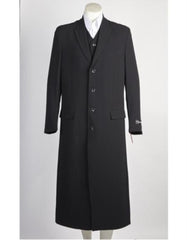 Men's 4 Button Vested Long Maxi Fashion Zoot Suit Black