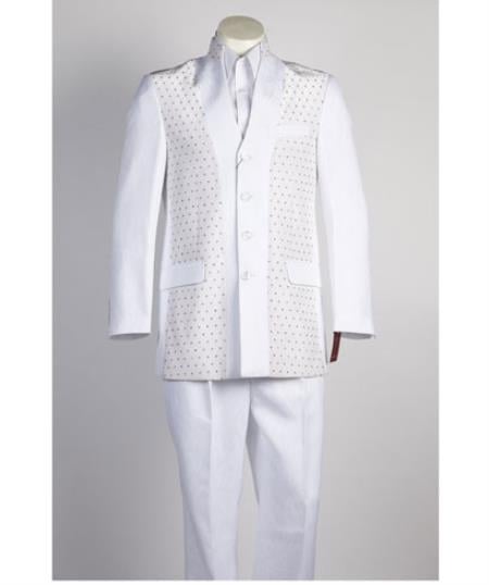 Men's 4 Button All White Suit For Men