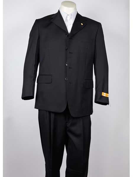 Men's Classic Fit 4 Button Black Suit