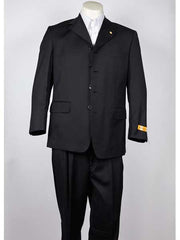 Men's Classic Fit 4 Button Black Suit