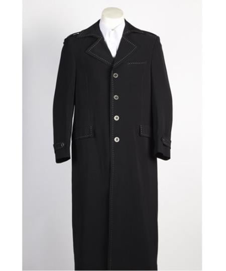Men's 4 Buttton Maxi Length Long Zoot Fashion Zoot Suit - Pimp Suit - Zuit Suit Black