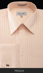 NTFRV4906 Classic Peach Cotton and poly Men's French Cuff Herringbone Stripe Best Cheap Priced Designer Sale Men's Dress Shirt