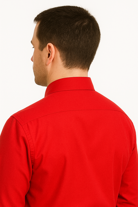 Best Cheap Priced Designer Sale Banded Collar Clergy Preacher Round Style Mandarin Collarless - French Cuff Red Men's Dress Shirt