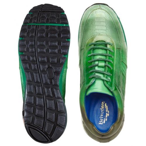 Belvedere George Multi Pine Green Genuine Ostrich Leg Sneakers - Image 3