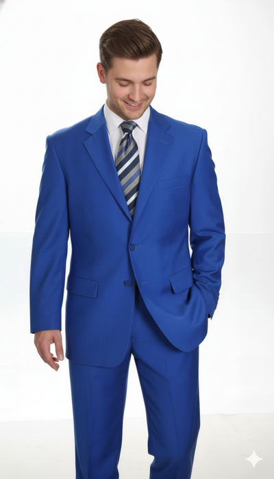 Men'S Two Button Dress Cheap Priced Business Suits Clearance Sale For Men Royal Blue Jacket Blazer + Pants