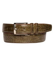 Mezlan Belts Brand Men's Genuine World Best Alligator ~ Gator Skin Olive Skin Belt