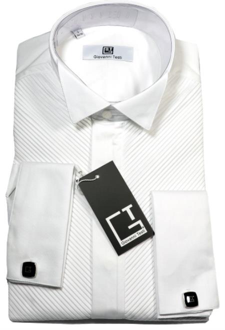 Giovanni Testi White Wingtip Tuxedo Angled 1/8? Pleat