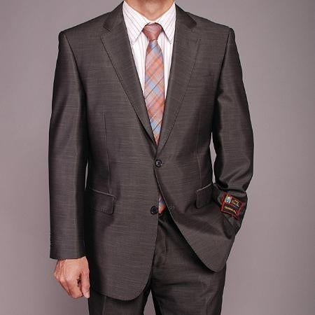 Men'S Dark Gray Shiny 2-Button 2 Piece Suits - Two Piece Business Suits Suit