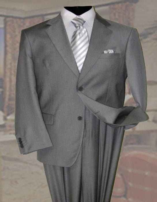 Gray Men's Wool Suit 2 Button 2pc Super 150's With Hand Pick Stitch Suit