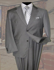 Gray Men's Wool Suit 2 Button 2pc Super 150's With Hand Pick Stitch Suit