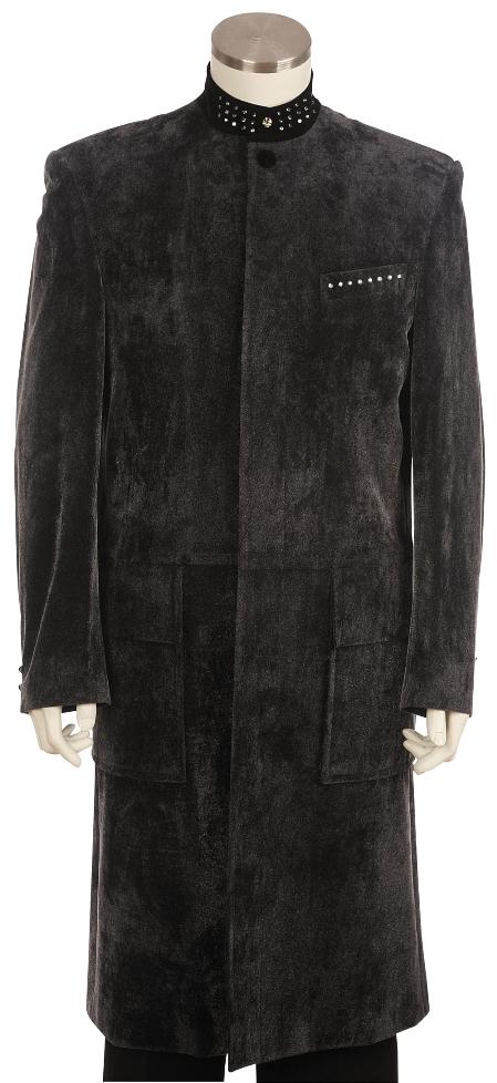 Men'S Fashionable Grey Long Zoot Suit 45'' Long Jacket EXTRA LONG JACKET Maxi Very Long