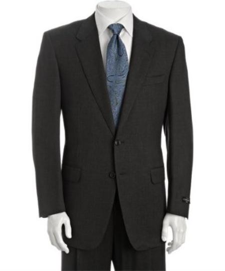 Men's Dark Grey 2-Button Suit with Single Pleated Trousers