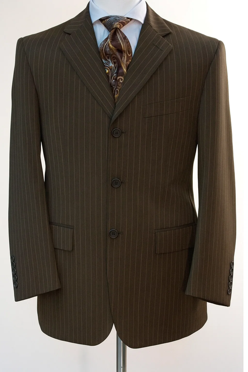 Groomsmen Suits Chocolate brown pinstripe 3 Button Cheap Priced Business Suits Clearance Sale 100% Touch Poly Rayon