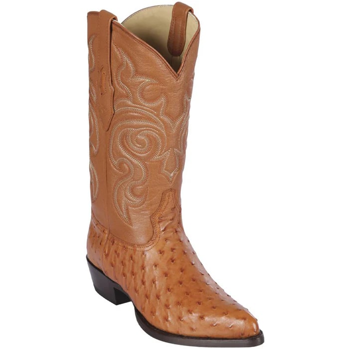 J Toe Cowboy Boots - J Toe Western Boots - Los Altos Boots - Mens Dress Cowboy Boot - Low Priced Honey Ostrich Cowboy Boots J-Toe - in Honey