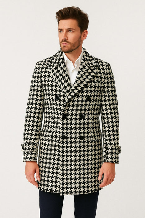 Mens Houndstooth Peacoat for Every Occasion