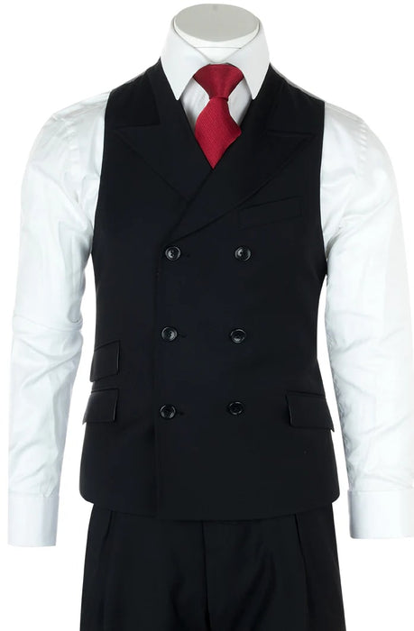 Tiglio Rosso Men’s Choclate Brown 3 Piece Suit –Double Breasted Vest with Classic Fit 100% Wool Super 150's Fabric - Pleated Pants