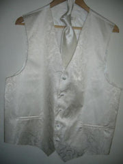 IVORY DRESS TUXEDO WEDDING Vest ~ Waistcoat ~ Waist coat & TIE SET Buy 10 of same color Tie For $25 Each - Men's Neck Ties - Mens Dress Tie - Trendy Mens Ties