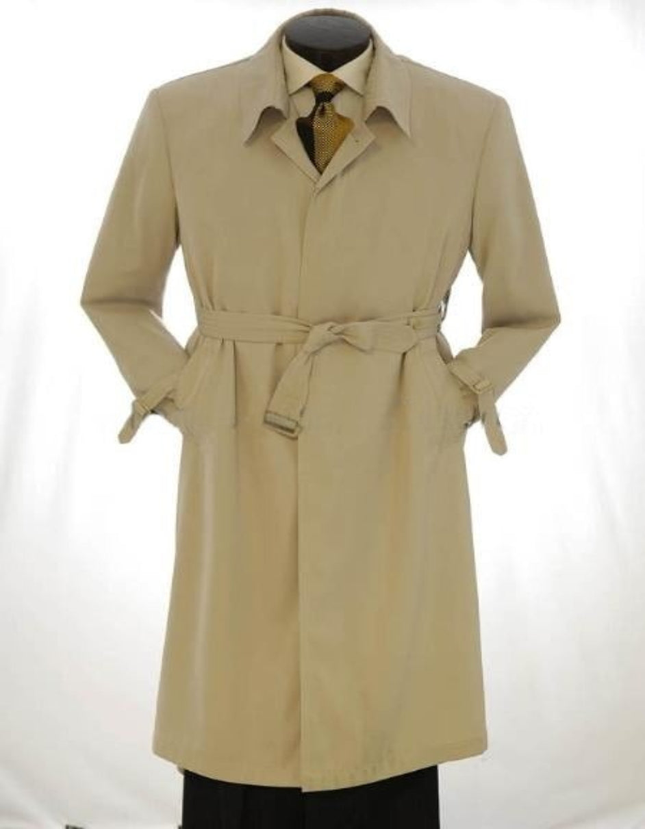 VINTC 482AFZ All Weather Men's Dress Coat Full Length Trench Coats ~ Rain Coat Khaki ~ Tan ~ Beige Long Style