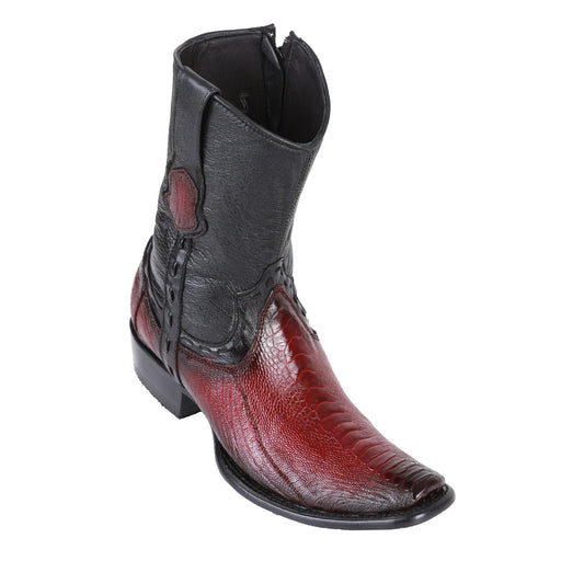 King Exotic Men's Ostrich Leg Boots Faded Burgundy - H79B Dubai Toe