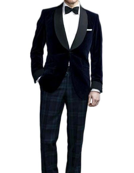 Men's Colin Firth Kingsman Blue Shawl Lapel Jacket