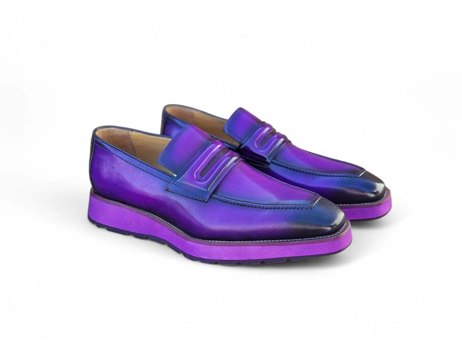 Leather Penny Loafer in Chunky Sole Carrucci