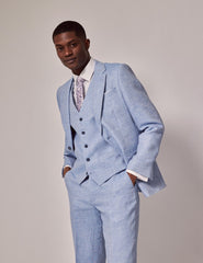 Mens Linen Suit For Beach Wedding - Summer Suit in Light Blue