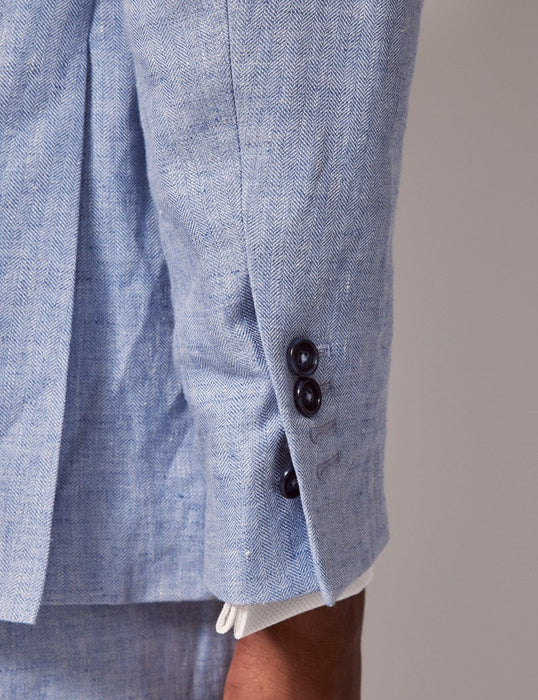 Mens Linen Suit For Beach Wedding - Summer Suit in Light Blue