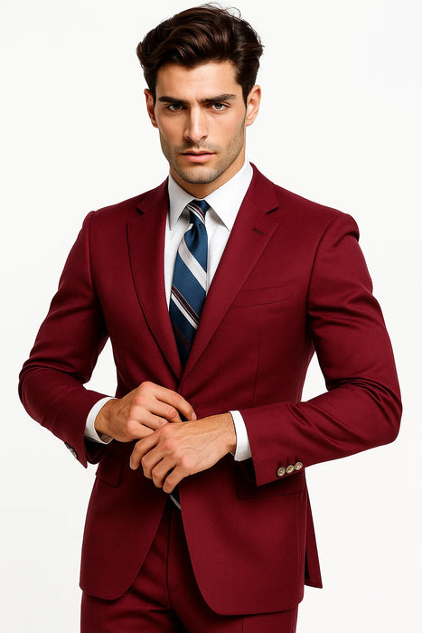 Light Burgundy Color Vested Suit