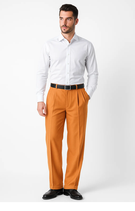 Light Rust Men's Wide Leg Trousers