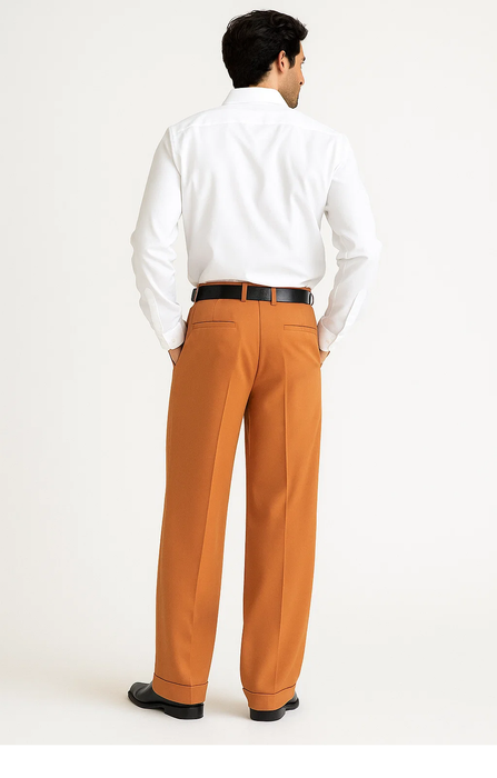 Light Rust Men's Wide Leg Trousers