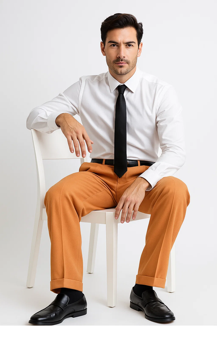 Light Rust Men's Wide Leg Trousers