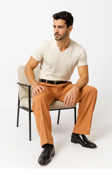 Light Rust Men's Wide Leg Trousers