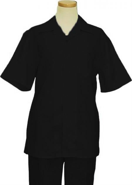 Linen Walking Suit Black Men's Leisure Suit